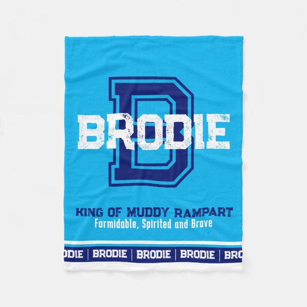 Brodie name meaning sports monogram light blue fleece blanket Zazzle