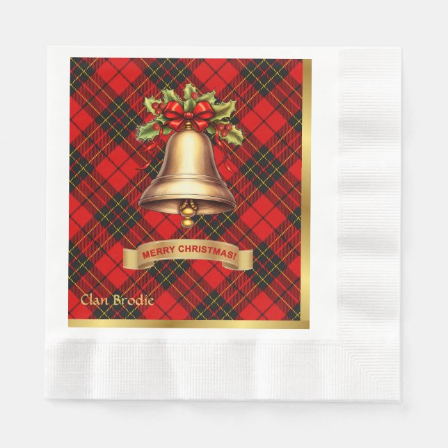 Brodie Personalized Tartan Christmas Napkins (Front)
