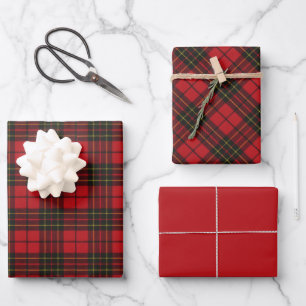 Brodie Red Modern Original Scottish Tartan Wrapping Paper Sheets
