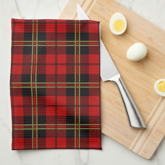 Brodie Red Scottish Tartan Plaid Kitchen Towel (Quarter Fold)