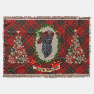 Brodie Scottie Dog Christmas Throw Blanket
