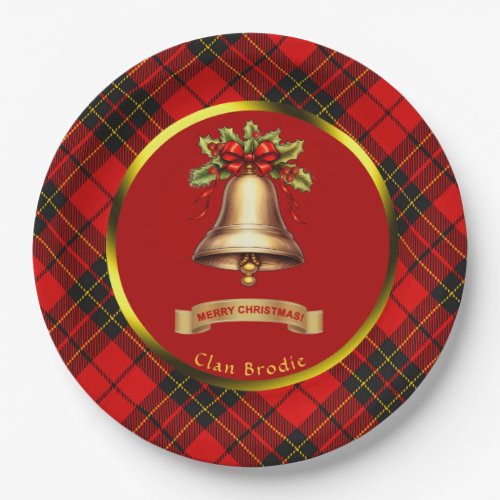 Brodie Tartan Personalized Christmas Paper Plates