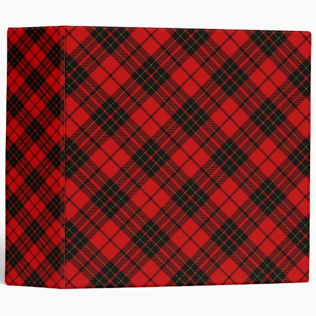 Brodie tartan red black plaid 3 ring binder (Front/Spine)