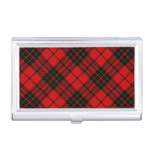 Brodie tartan red black plaid business card holder