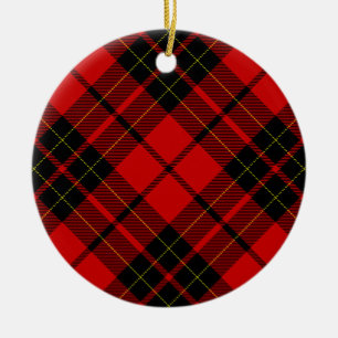 Brodie tartan red black plaid ceramic ornament