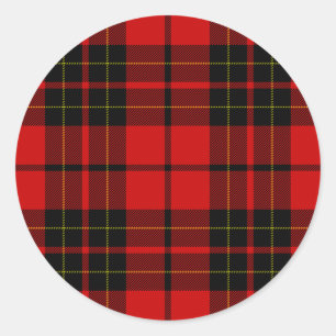 Brodie tartan red black plaid classic round sticker