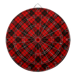 Brodie tartan red black plaid dart board