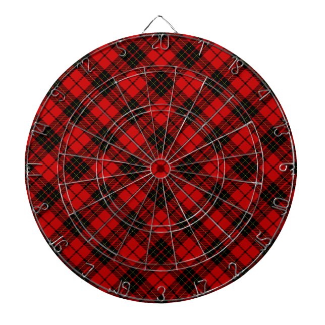 Brodie tartan red black plaid dart board (Front)