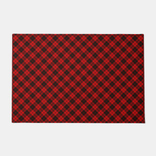 Brodie tartan red black plaid doormat