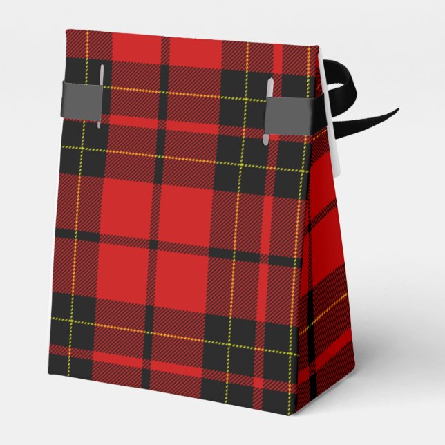 Brodie tartan red black plaid favor boxes (Back Side)