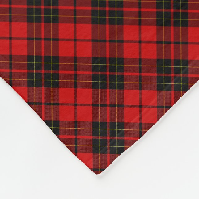 Brodie tartan red black plaid fleece blanket (Corner)
