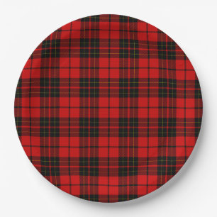 Brodie tartan red black plaid paper plates