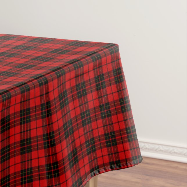 Brodie tartan red black plaid tablecloth (In Situ)