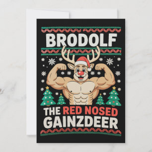 Brodolf Red Nosed Gainzdeer Reindeer Christmas Gym Invitation