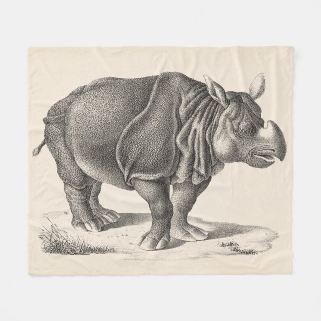 Brodtmann Rhinoceros Sketch Fleece Blanket (Front (Horizontal))
