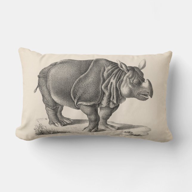Brodtmann Rhinoceros Sketch Lumbar Pillow (Front)