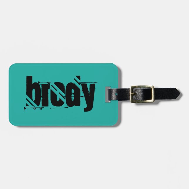Brody Black and Blue Luggage Tag. Tag (Front Horizontal)