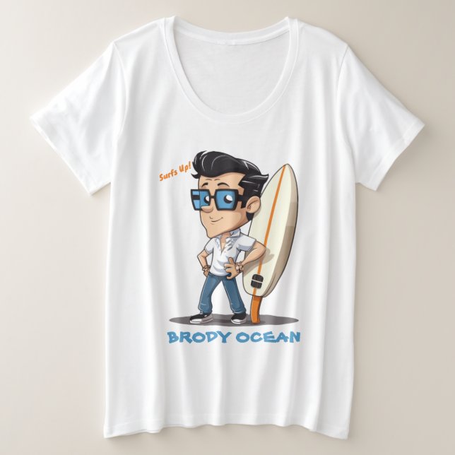 Brody Ocean Wavecrest Plus Size T-Shirt (Design Front)