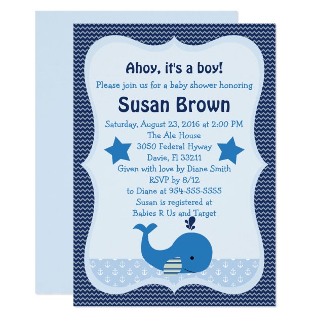 Brody Whale Nautical Baby Shower Invitation