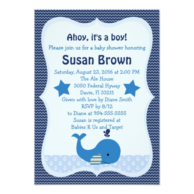 Brody Whale Nautical Baby Shower Invitation