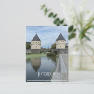 Broel Towers Reflections, Kortrijk, Belgium Holiday Postcard