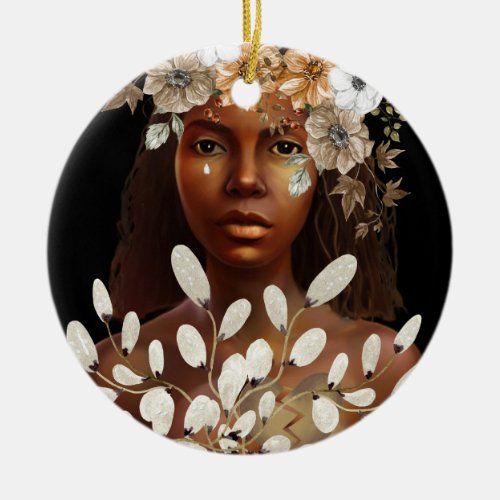 Broke In Hearted African American Woman Art  Ceramic Ornament