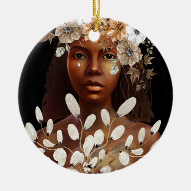 Broke In Hearted African American Woman Art  Ceramic Ornament (Front)