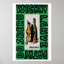Broken Alcohol Bottles - Matchbox Print - Czech