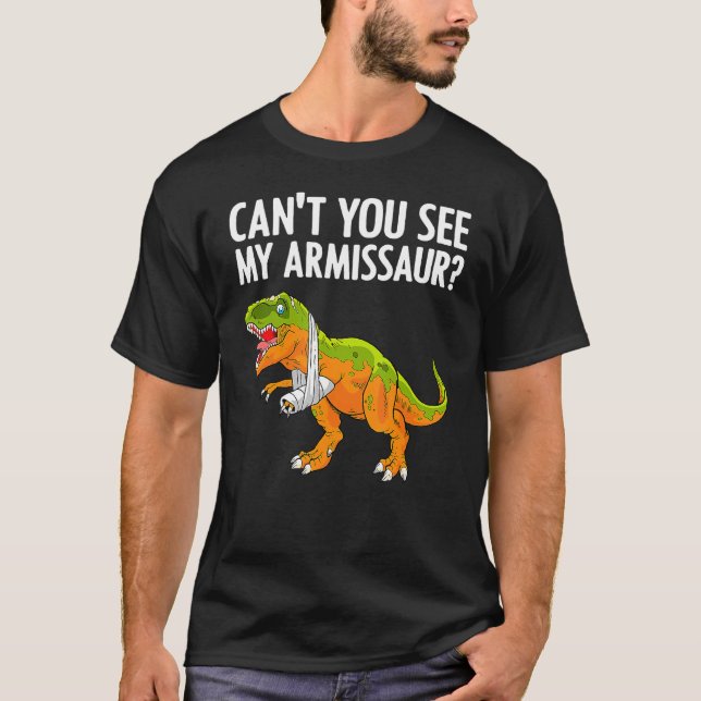 Broken Arm For Men Boy Kids Hand Wrist Injury Dino T-Shirt (Front)