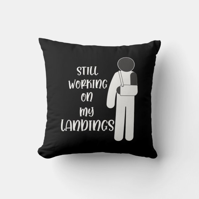 Broken Arm Get Well Stuntman Kid Throw Pillow (Front)