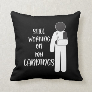 Broken Arm Get Well Stuntman Kid Throw Pillow