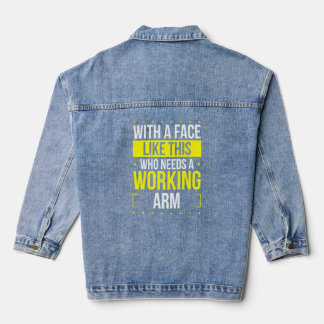Broken Arm Humor Get Well Soon Broken Arm Warrior Denim Jacket