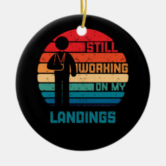 Broken Arm Kids Get Well Working on Landings Ceramic Ornament