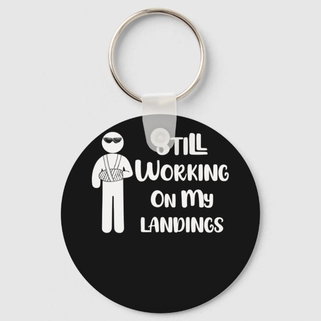 Broken Arm Kids Get Well Working on Landings Keychain (Front)