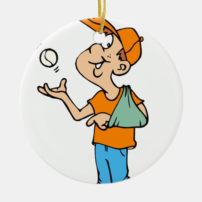Broken Arm Player Ceramic Ornament (Front)