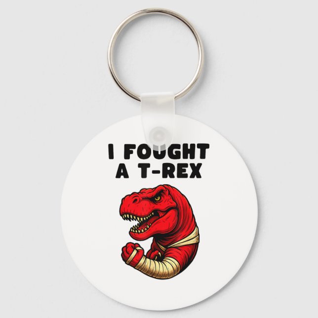 Broken Arm Recovery T-rex Kids Boys Dinosaur  Keychain (Front)