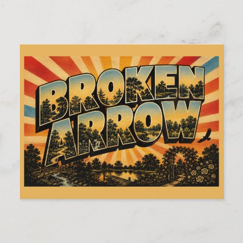 Broken Arrow Oklahoma Woodland Creek Nature Art Postcard