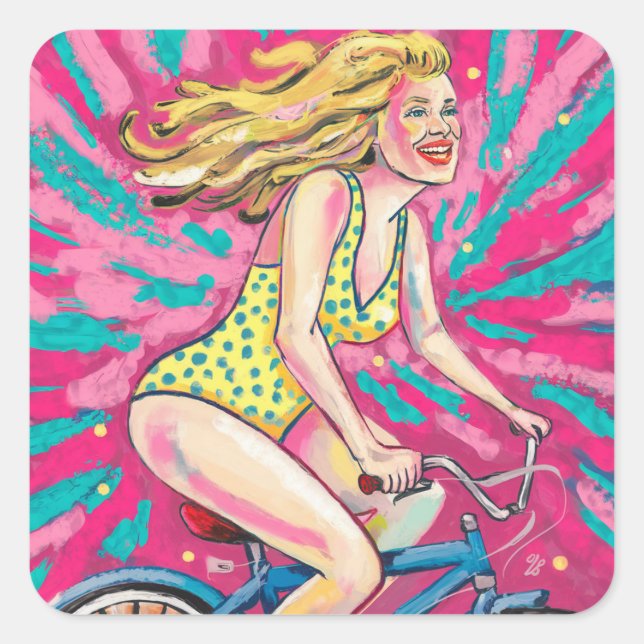 Broken Bicycle Square Sticker (Front)