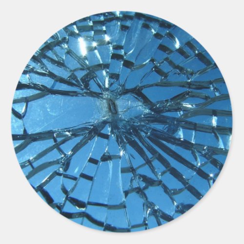 Broken Blue Glass Classic Round Sticker