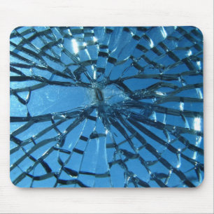 Broken Blue Glass Mouse Pad