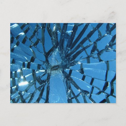 Broken Blue Glass Postcard