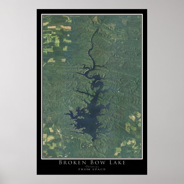Broken Bow Lake Oklahoma Satellite Poster Map (Front)