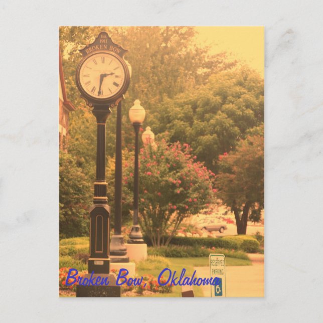 Broken Bow's Library Clock Postcard (Front)
