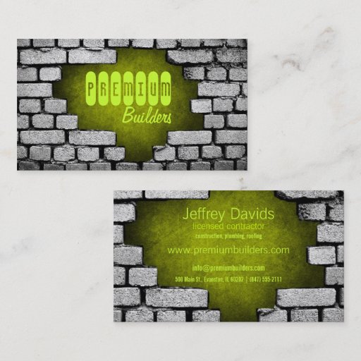 Customizable broken brick wall construction business card