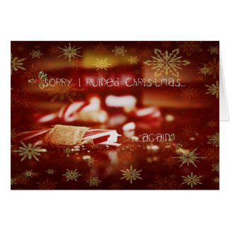 broken candy cane greeting card