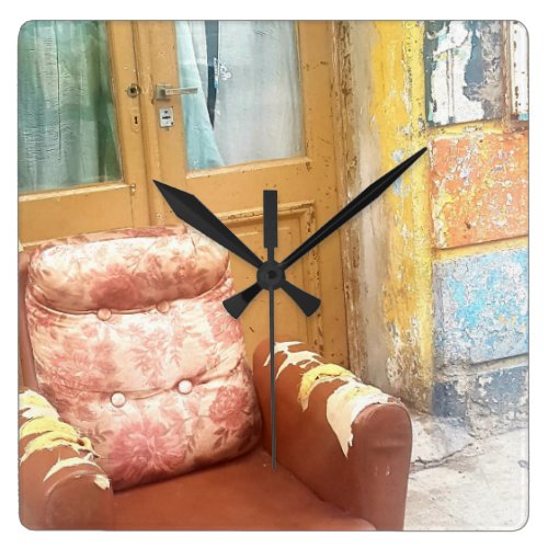 BROKEN CHAIRS 3 SQUARE WALL CLOCK