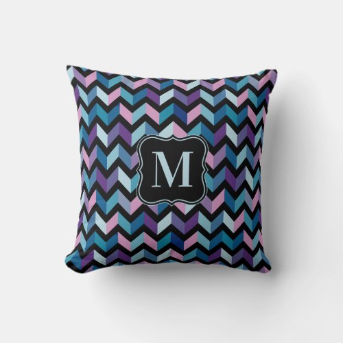 Broken Chevrons Monogram Throw Pillow