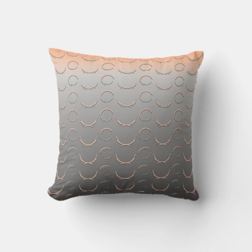 Broken Circle Art Deco Grey Peach Throw Pillow