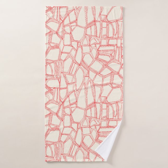 BROKEN coral off white Bath Towel (Bath Towel)