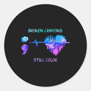 Broken Crayons Is Still Color Heartbeat Suicide Pr Classic Round Sticker